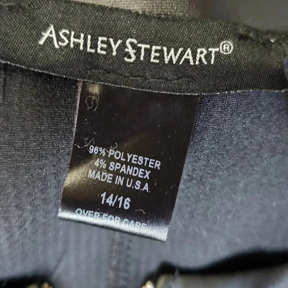 Ashley Stewart Women 16 Top Black Faux Leather Zip Peplum Statement Archival Y2K - Picture 5 of 7